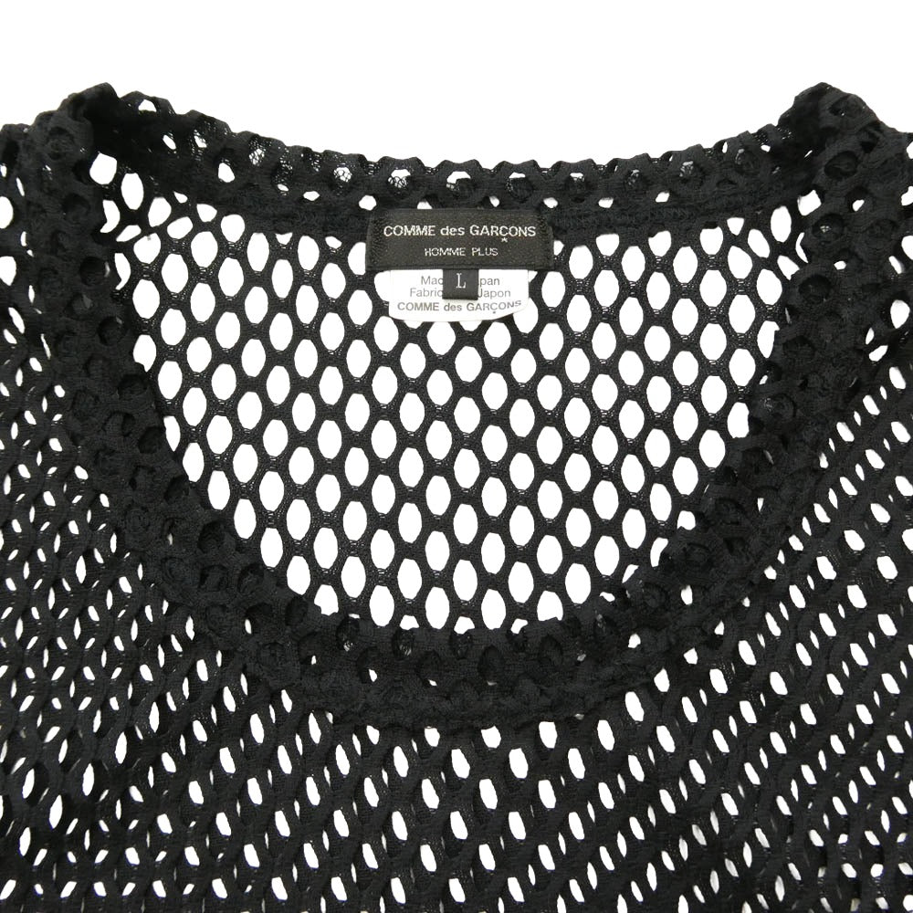 COMME des GARCONS HOMME PLUS コムデギャルソンオムプリュス PD-T052 AD2019 半袖 メッシュ Tシャツ カットソー ブラック系 L【美品】【中古】