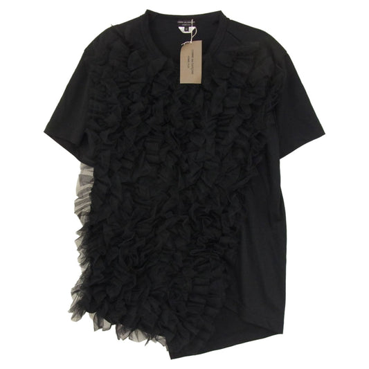 COMME des GARCONS HOMME PLUS コムデギャルソンオムプリュス 22AW PJ-T017 チュール フリル 半袖 Tシャツ カットソー ブラック系 M【美品】【中古】