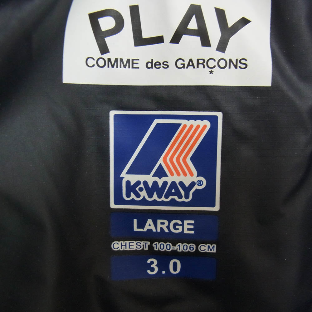 PLAY COMME des GARCONS プレイコムデギャルソン × K-WAY ケーウェイ ハート刺繍 ジップ ナイロン ジャケット ブルゾン ネイビー系 L【中古】