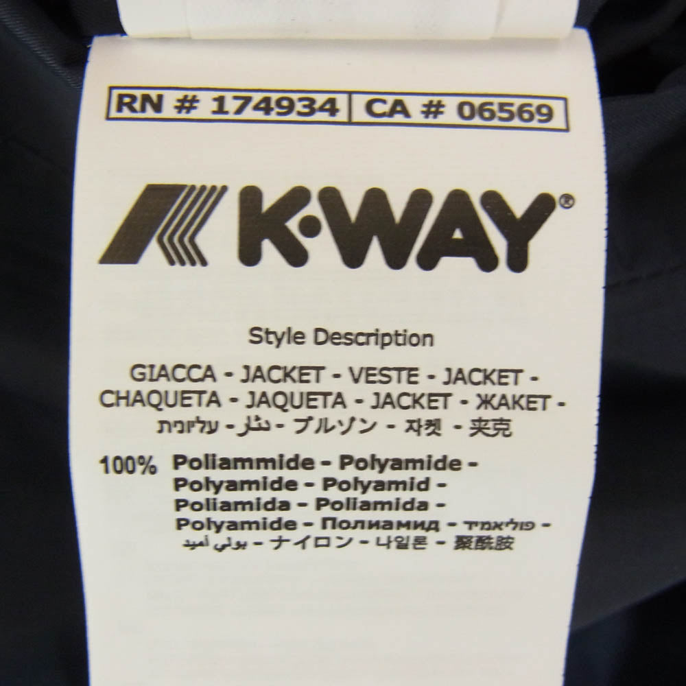 PLAY COMME des GARCONS プレイコムデギャルソン × K-WAY ケーウェイ ハート刺繍 ジップ ナイロン ジャケット ブルゾン ネイビー系 L【中古】