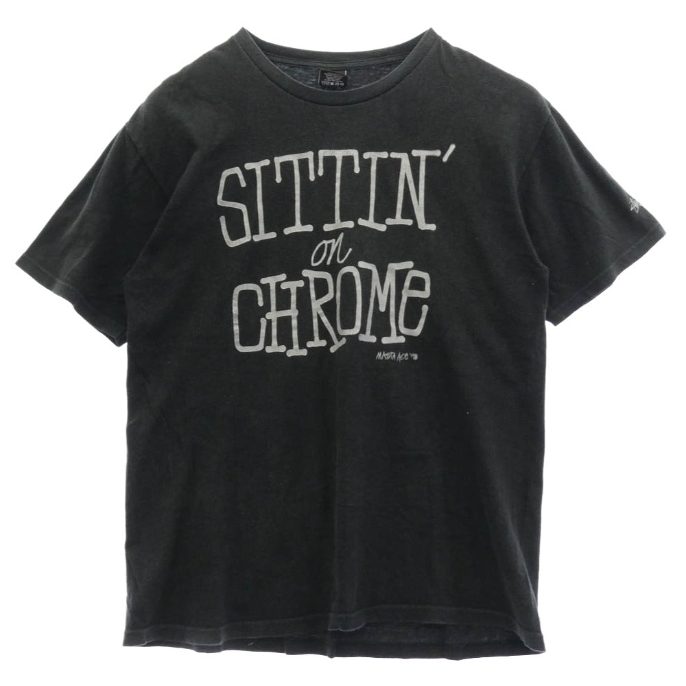 STUSSY ステューシー × Delicious Vinyl デリシャス・ヴァイナル 25周年記念 SITTIN' on CHROME 半袖 Tシャツ ブラック系 M【中古】