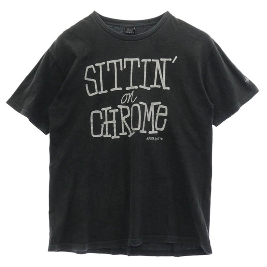 STUSSY ステューシー × Delicious Vinyl デリシャス・ヴァイナル 25周年記念 SITTIN' on CHROME 半袖 Tシャツ ブラック系 M【中古】