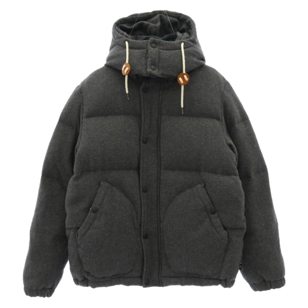 STUSSY ステューシー フーデッド ウール ダウン ジャケット グレー系 L【中古】