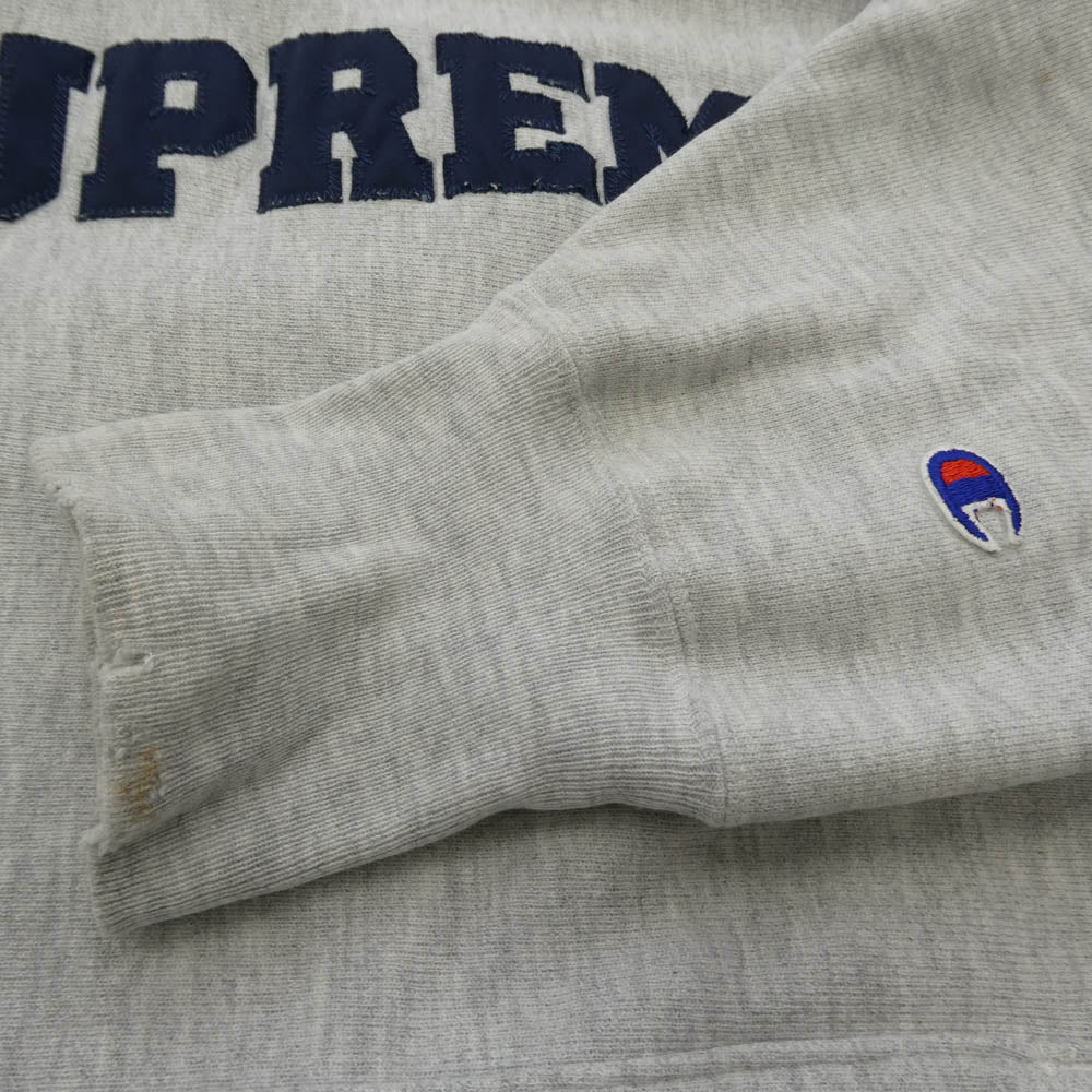 Supreme シュプリーム 90s reverse wave hoodie リバースウィーブ フーディー ロゴ パーカー ホワイト系 L【中古】
