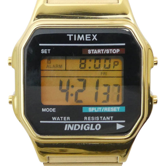 タイメックス T78677　 Classic digital クラシック デジタル 蛇腹 腕時計 ウォッチ ゴールド系【中古】