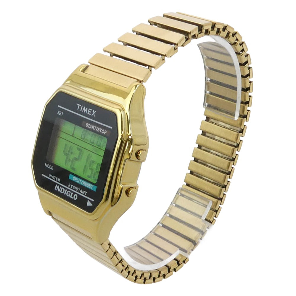 タイメックス T78677　 Classic digital クラシック デジタル 蛇腹 腕時計 ウォッチ ゴールド系【中古】