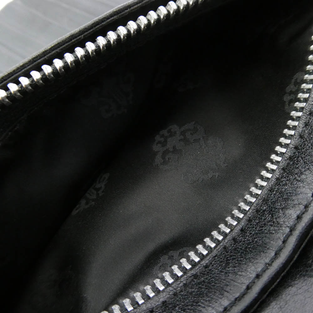 CHROME HEARTS クロムハーツ（原本無） WAVE WALLET クロスボールボタン ウェーブ ロング レザー ウォレット 長財布 ブラック系【中古】