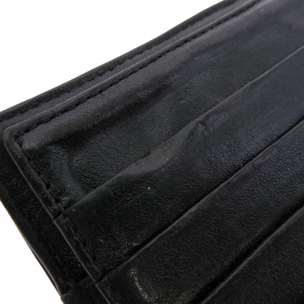 CHROME HEARTS クロムハーツ（原本無） WAVE WALLET クロスボールボタン ウェーブ ロング レザー ウォレット 長財布 ブラック系【中古】