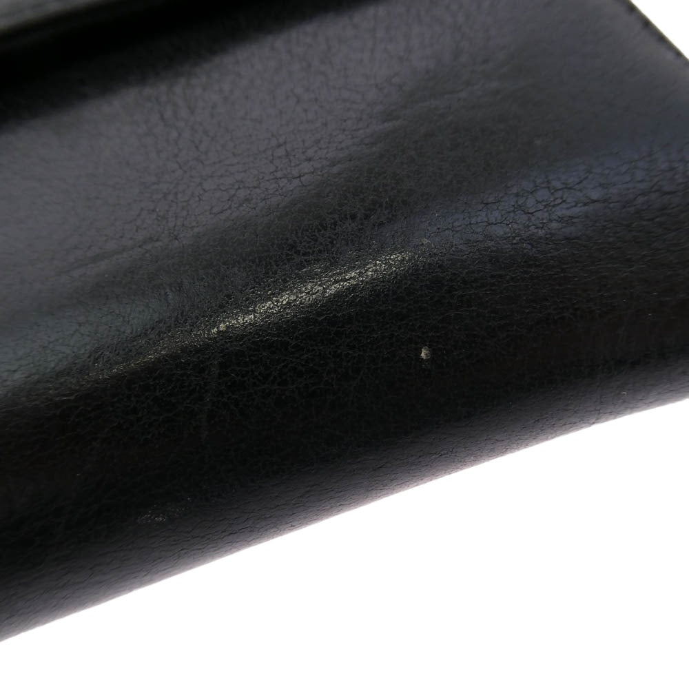 CHROME HEARTS クロムハーツ（原本無） WAVE WALLET クロスボールボタン ウェーブ ロング レザー ウォレット 長財布 ブラック系【中古】