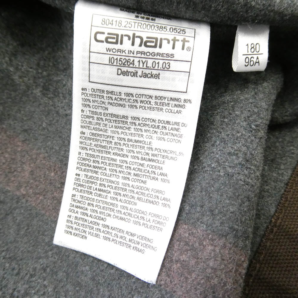 Carhartt カーハート 80418 DETROIT JACKET Blanket Lining 12ozディアボーンキャンバス デトロイト ジャケット ブランケットライニング タバコ ブラウン系 L【中古】