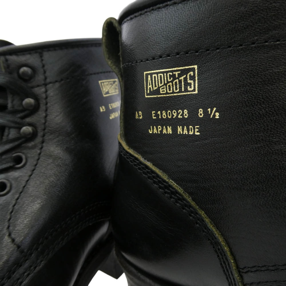 ADDICT CLOTHES アディクトクローズ AB-02CH-ST HORSEHIDE CAP TOE LACE-UP STANDARD ホースハイド キャップトゥ レースアップ スタンダード ブーツ ブラック系 8.5【中古】