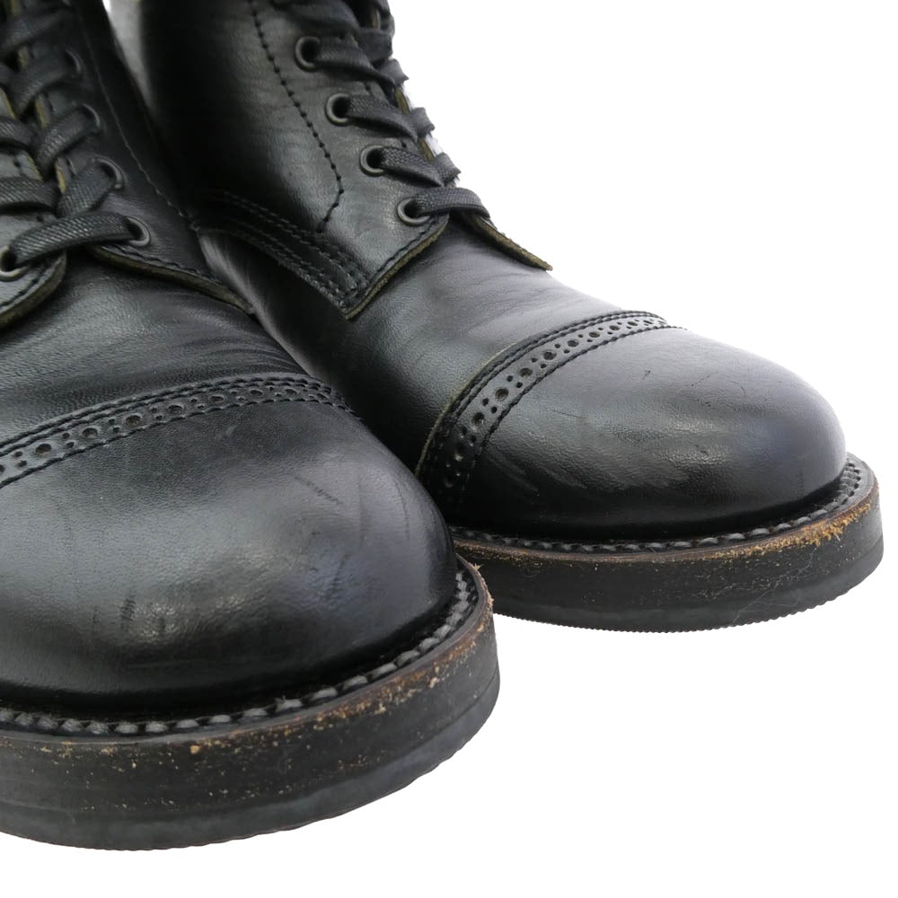 ADDICT CLOTHES アディクトクローズ AB-02CH-ST HORSEHIDE CAP TOE LACE-UP STANDARD ホースハイド キャップトゥ レースアップ スタンダード ブーツ ブラック系 8.5【中古】