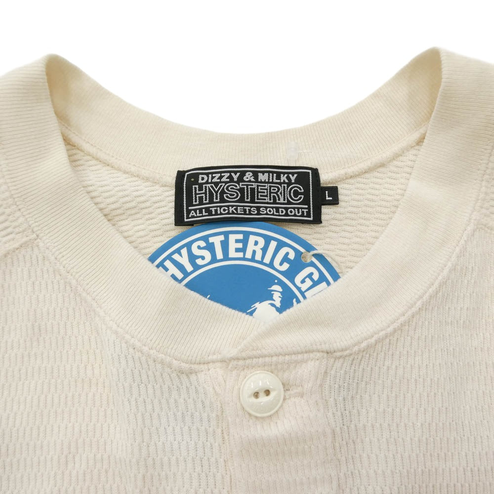 HYSTERIC GLAMOUR ヒステリックグラマー 26SS 02261CS01 GUITAR GIRL HG ギターガール ヘンリーネック スウェット トレーナー ホワイト系 L【中古】