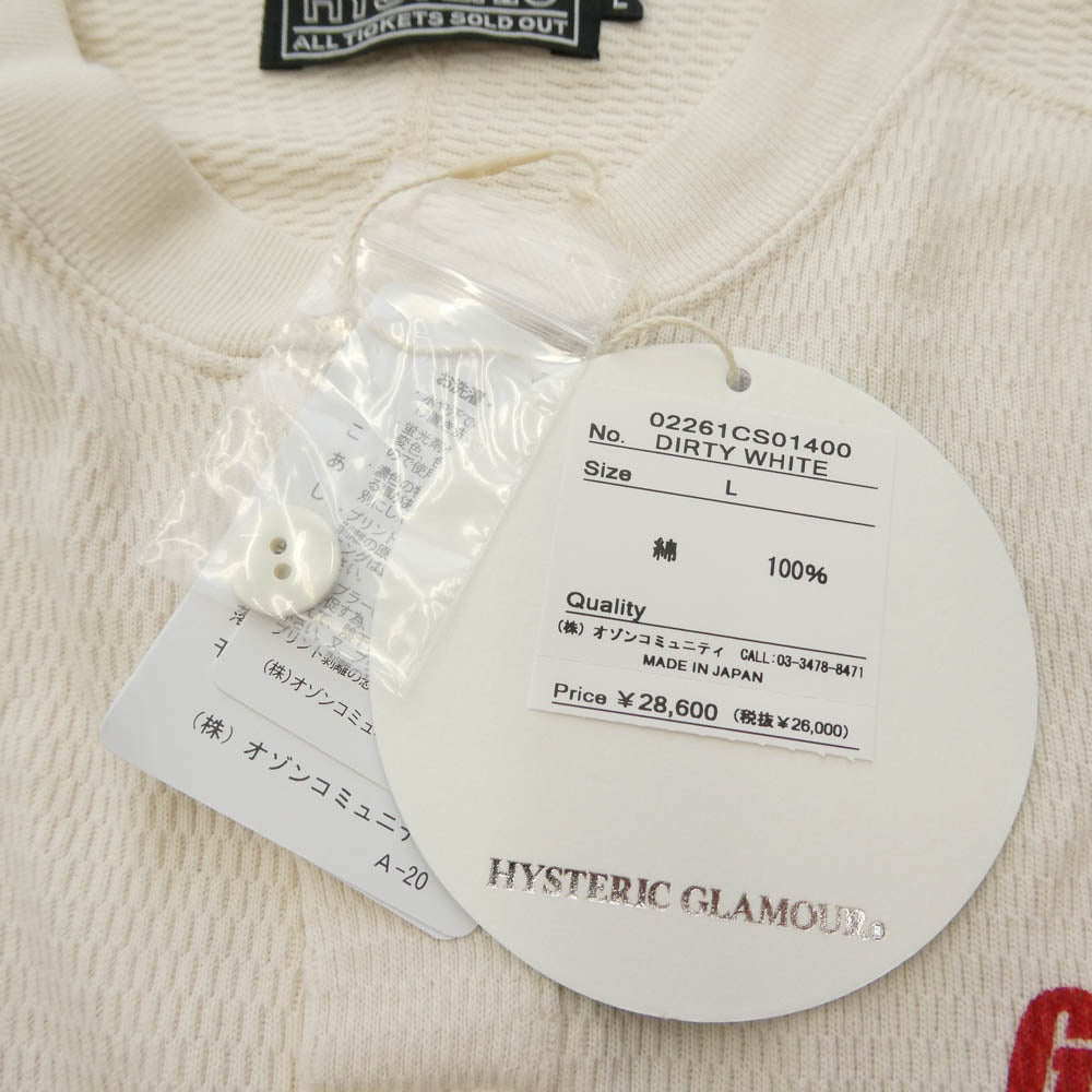 HYSTERIC GLAMOUR ヒステリックグラマー 26SS 02261CS01 GUITAR GIRL HG ギターガール ヘンリーネック スウェット トレーナー ホワイト系 L【中古】