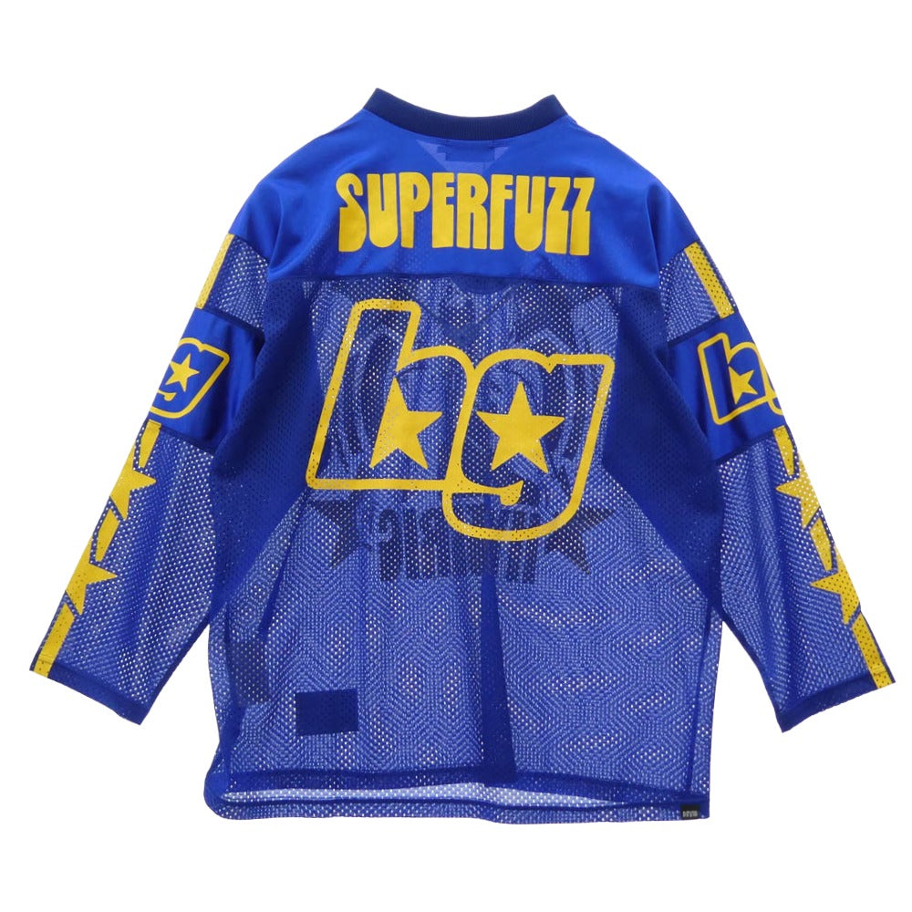 HYSTERIC GLAMOUR ヒステリックグラマー 02261CL09 BANANA GIRL バナナガール ホッケー シャツ ロングスリーブ メッシュ カットソー 長袖 ブルー系 L【新古品】【未使用】【中古】