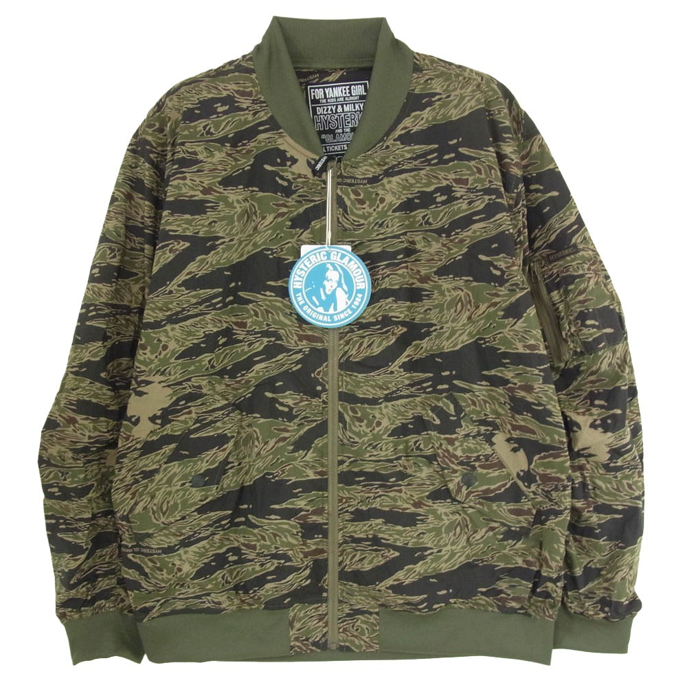 HYSTERIC GLAMOUR ヒステリックグラマー 02261AB08 STAR MA-1 ジャケット カモフラ 迷彩 ブルゾン カーキ系 L【新古品】【未使用】【中古】
