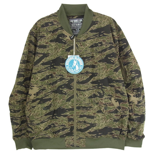HYSTERIC GLAMOUR ヒステリックグラマー 02261AB08 STAR MA-1 ジャケット カモフラ 迷彩 ブルゾン カーキ系 L【新古品】【未使用】【中古】