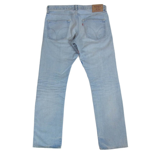 HYSTERIC GLAMOUR ヒステリックグラマー 25AW 02253AP10 DPC加工 スタッズ ワッペン スリムストレート デニム パンツ インディゴブルー系 32【中古】