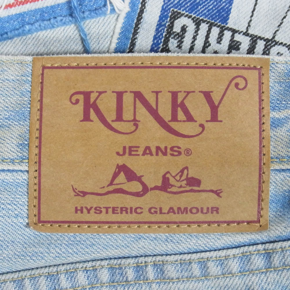 HYSTERIC GLAMOUR ヒステリックグラマー 25AW 02253AP10 DPC加工 スタッズ ワッペン スリムストレート デニム パンツ インディゴブルー系 32【中古】