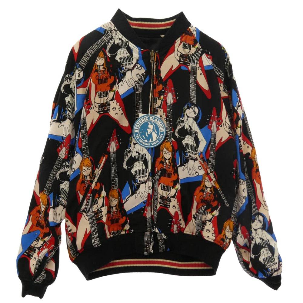 HYSTERIC GLAMOUR ヒステリックグラマー 02253AB17 × ONEPIECE ワンピース NAMI FLYING V SOUVENIR JACKET ナミ フライング スーベニア ジャケット リバーシブル ブルゾン ブラック系 L【中古】