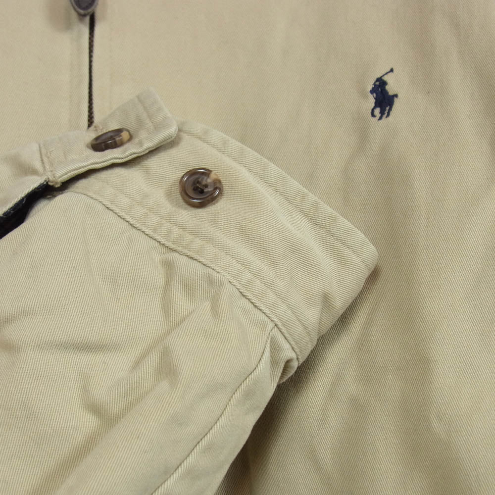 POLO RALPH LAUREN ポロ・ラルフローレン 裏地チェック 襟コーデュロイ ロゴ刺繍 スウィングトップ ジップアップ ジャケット ベージュ系 XXL【中古】