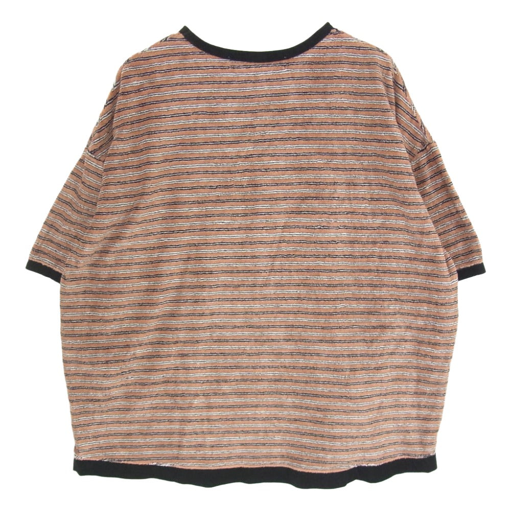 アンスクリア 22SS I22SS-CUT11A ボーダー パイル 半袖 Tシャツ カットソー ブラウン系 L【中古】