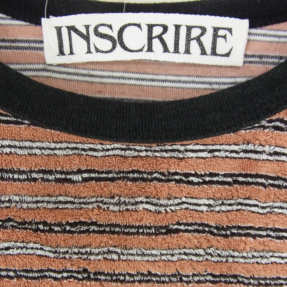 アンスクリア 22SS I22SS-CUT11A ボーダー パイル 半袖 Tシャツ カットソー ブラウン系 L【中古】
