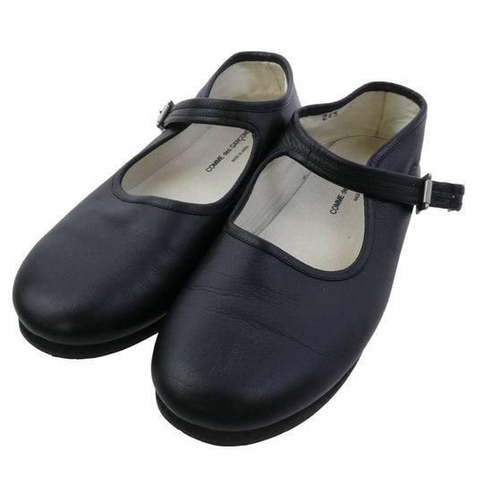 COMME des GARCONS コムデギャルソン 本ライン レザー フラット パンプス ブラック系 24.5cm【中古】