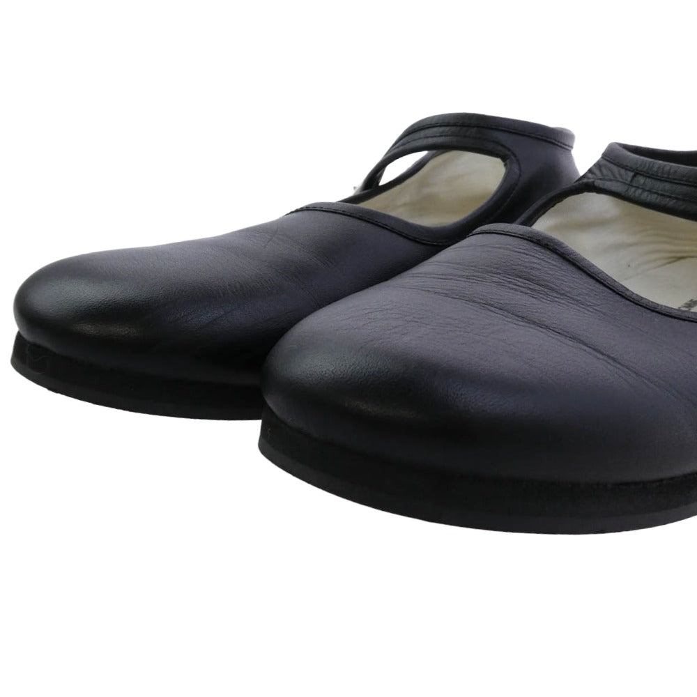 COMME des GARCONS コムデギャルソン 本ライン レザー フラット パンプス ブラック系 24.5cm【中古】