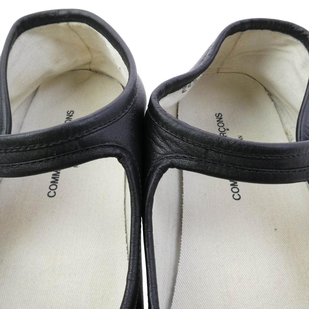 COMME des GARCONS コムデギャルソン 本ライン レザー フラット パンプス ブラック系 24.5cm【中古】
