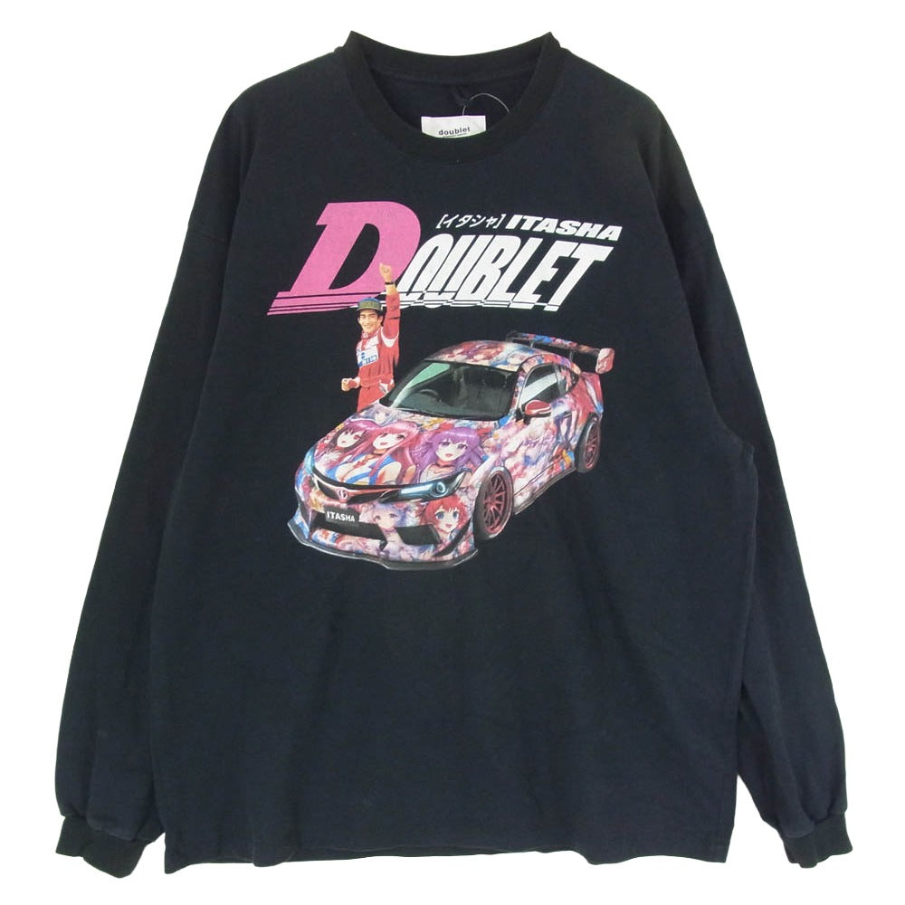 doublet ダブレット 25SS 25SS81WM22 ITASHA PRINT L／S T-SHIRT 痛車 プリント 長袖 Tシャツ カットソー ブラック系 L【中古】