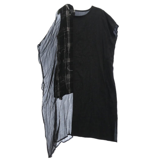 Y's Yohji Yamamoto ワイズ ヨウジヤマモト YG-D14-809 ドッキング アシンメトリー ドレス 半袖 ワンピース ブラック系 1【中古】