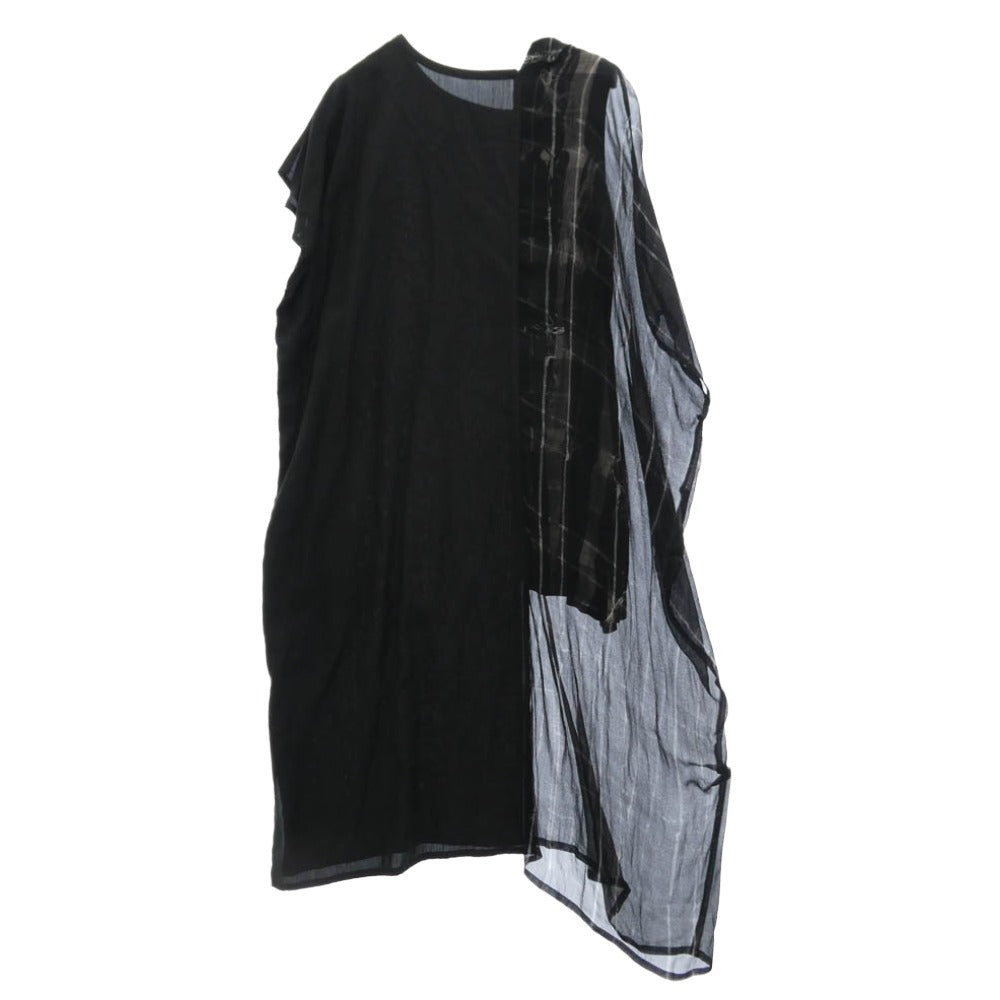 Y's Yohji Yamamoto ワイズ ヨウジヤマモト YG-D14-809 ドッキング アシンメトリー ドレス 半袖 ワンピース ブラック系 1【中古】