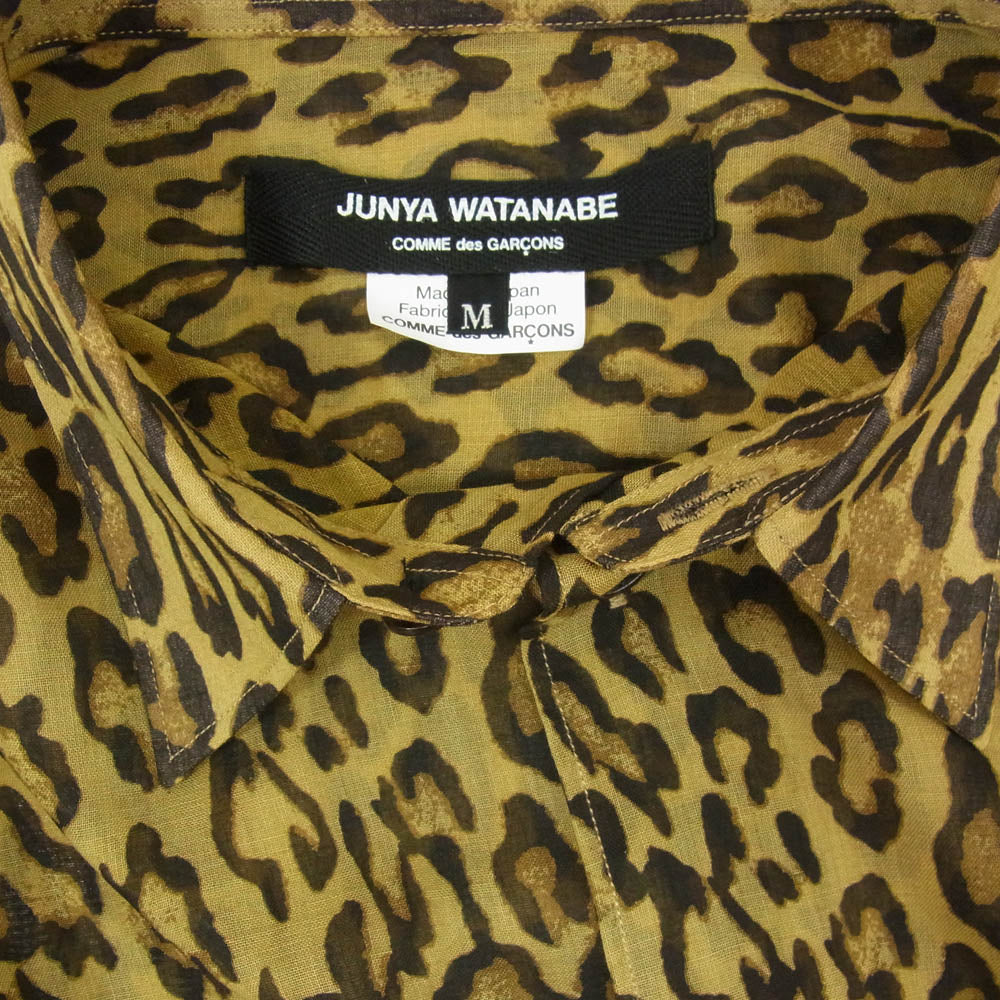 JUNYA WATANABE COMME des GARCONS ジュンヤワタナベコムデギャルソン 20AW JF-O014 Shirt Dress レオパード シアー ロング シャツ ワンピース ブラウン系 M【中古】