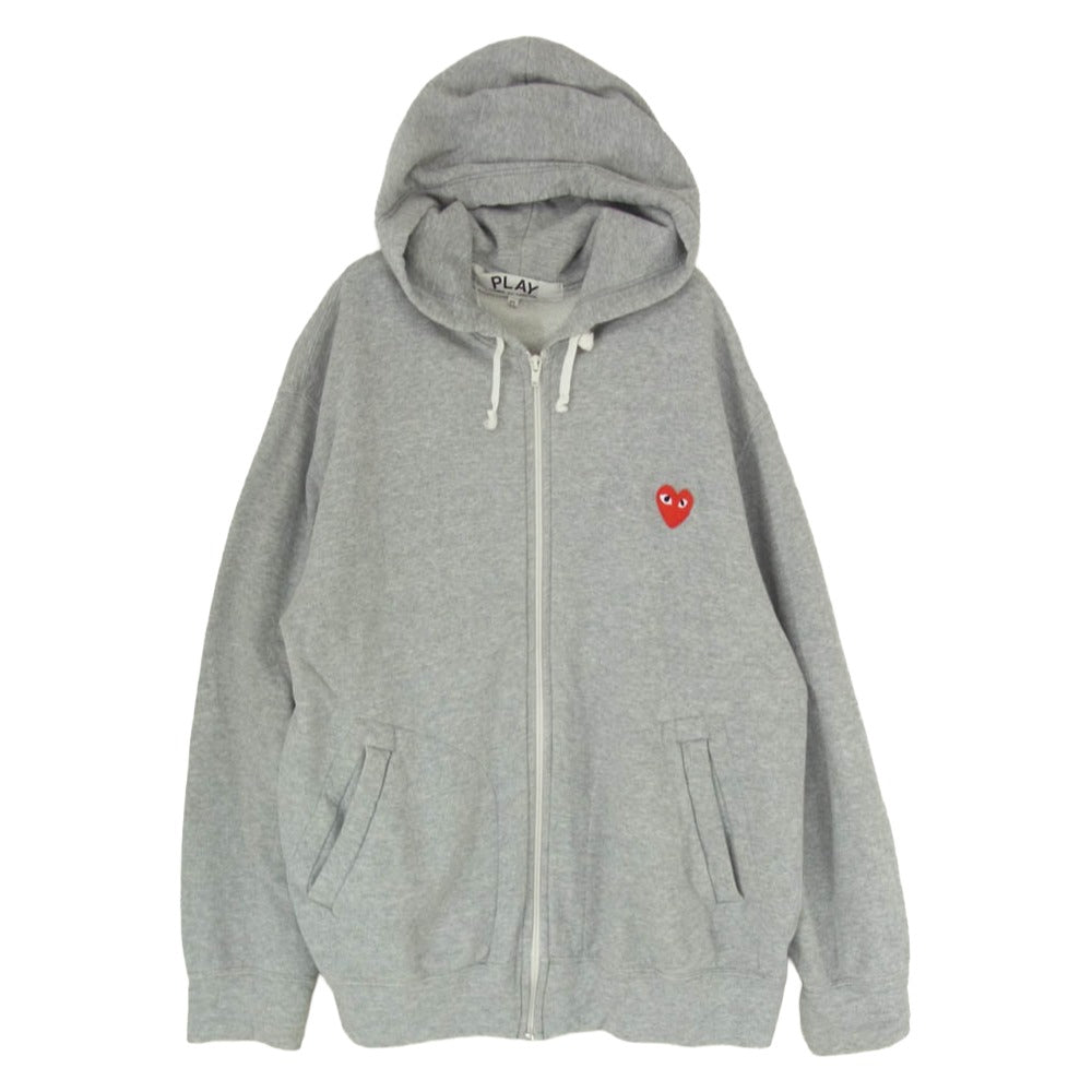 PLAY COMME des GARCONS プレイコムデギャルソン AZ-T250 Heart Print Zip Hoodie ハート バック プリント ジップ パーカー グレー系 XL【中古】