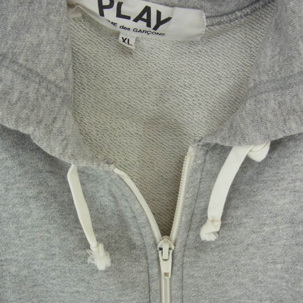 PLAY COMME des GARCONS プレイコムデギャルソン AZ-T250 Heart Print Zip Hoodie ハート バック プリント ジップ パーカー グレー系 XL【中古】