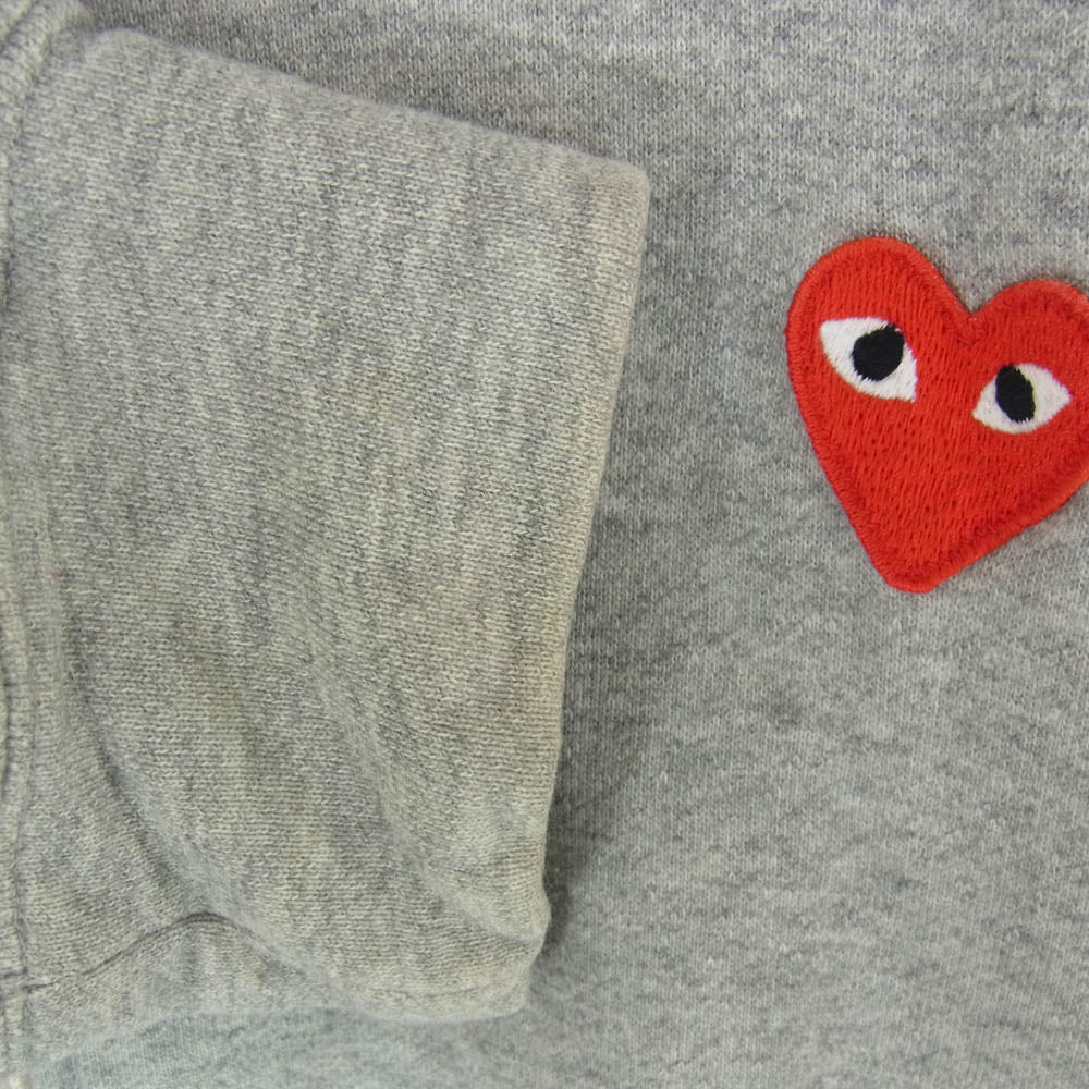 PLAY COMME des GARCONS プレイコムデギャルソン AZ-T250 Heart Print Zip Hoodie ハート バック プリント ジップ パーカー グレー系 XL【中古】