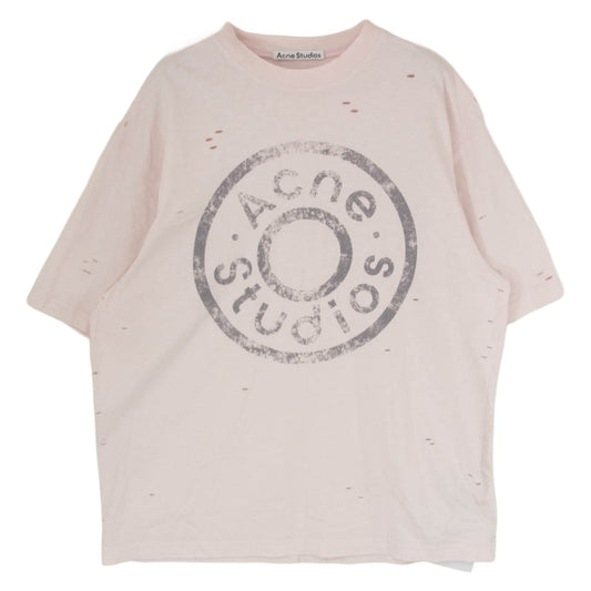 ACNE STUDIOS アクネストゥディオズ FN-UX-TSHI000079 ダメージ ロゴ 半袖 Tシャツ ピンク系 M【中古】