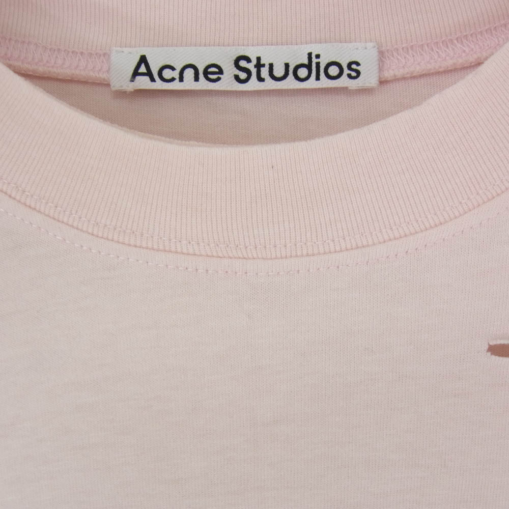 ACNE STUDIOS アクネストゥディオズ FN-UX-TSHI000079 ダメージ ロゴ 半袖 Tシャツ ピンク系 M【中古】