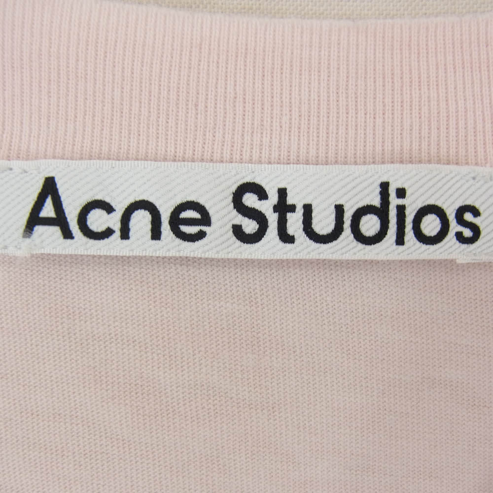 ACNE STUDIOS アクネストゥディオズ FN-UX-TSHI000079 ダメージ ロゴ 半袖 Tシャツ ピンク系 M【中古】