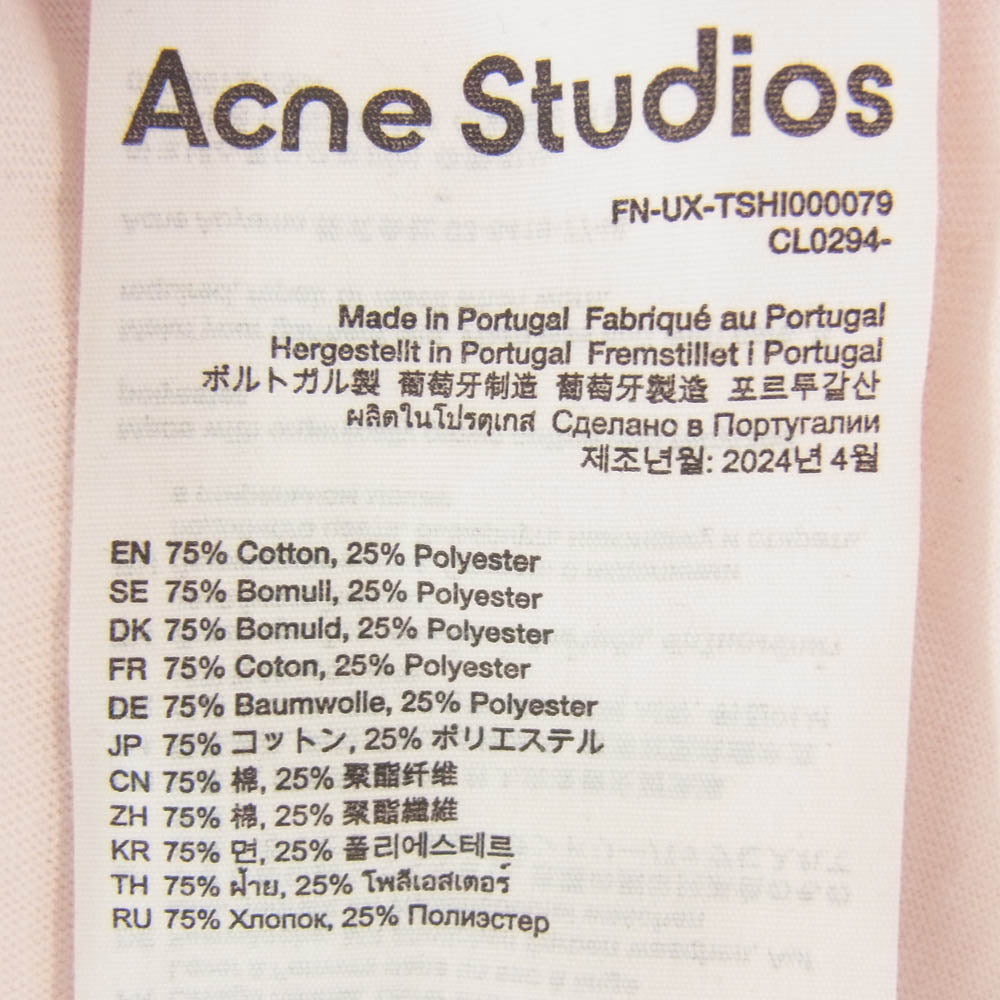 ACNE STUDIOS アクネストゥディオズ FN-UX-TSHI000079 ダメージ ロゴ 半袖 Tシャツ ピンク系 M【中古】