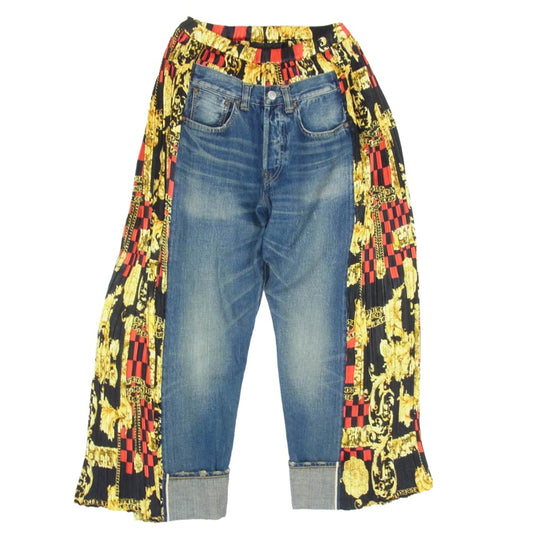 JUNYA WATANABE COMME des GARCONS ジュンヤワタナベコムデギャルソン 21AW JH-P109 Levi's リーバイス 501xx スカーフ プリーツ デニム パンツ インディゴブルー系 S【中古】