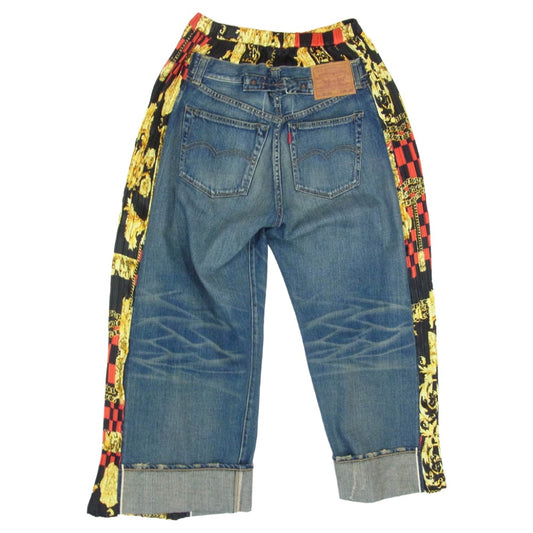 JUNYA WATANABE COMME des GARCONS ジュンヤワタナベコムデギャルソン 21AW JH-P109 Levi's リーバイス 501xx スカーフ プリーツ デニム パンツ インディゴブルー系 S【中古】