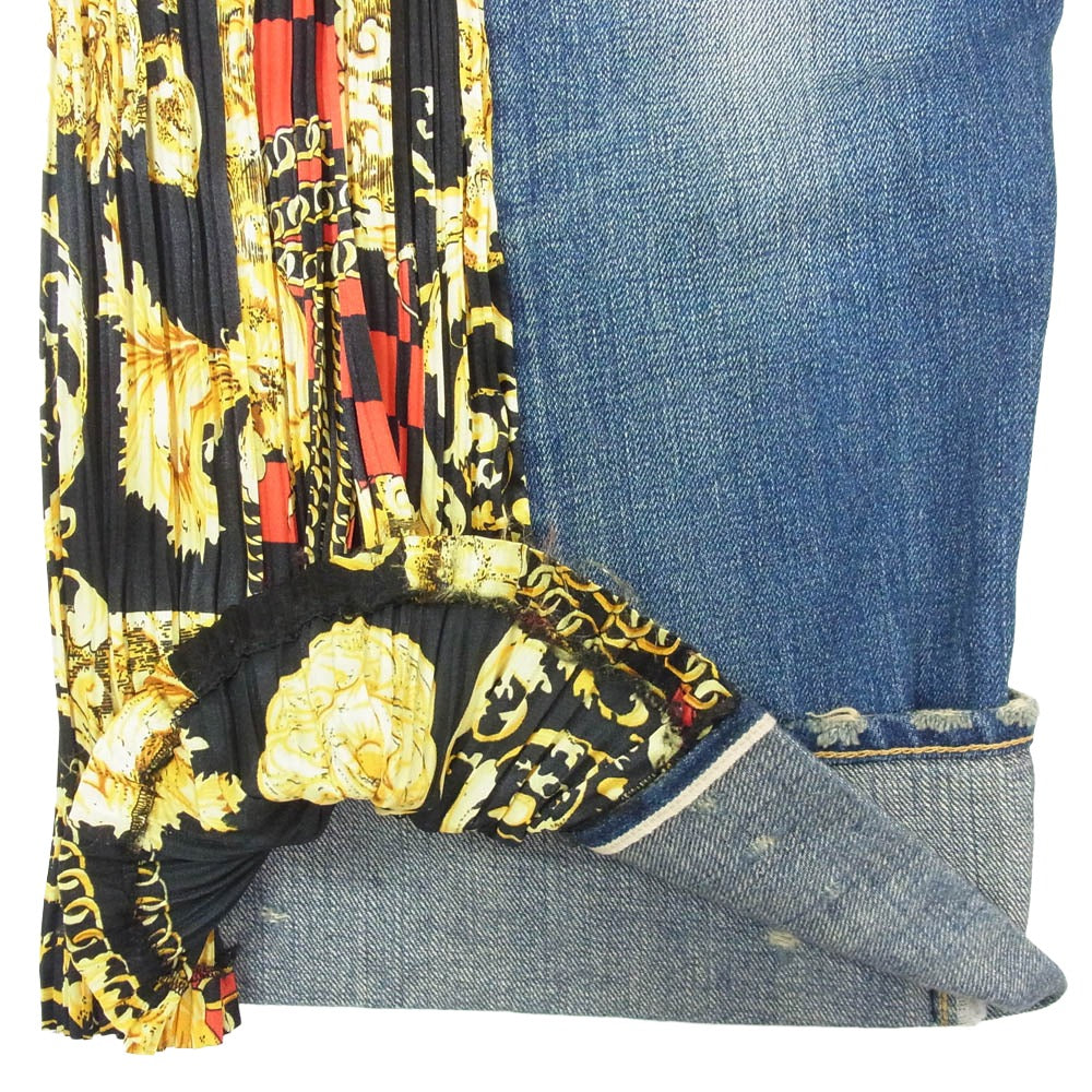 JUNYA WATANABE COMME des GARCONS ジュンヤワタナベコムデギャルソン Levi's リーバイス 21AW JH-P109 Levi's リーバイス 501xx スカーフ プリーツ デニム パンツ インディゴブルー系 S【中古】