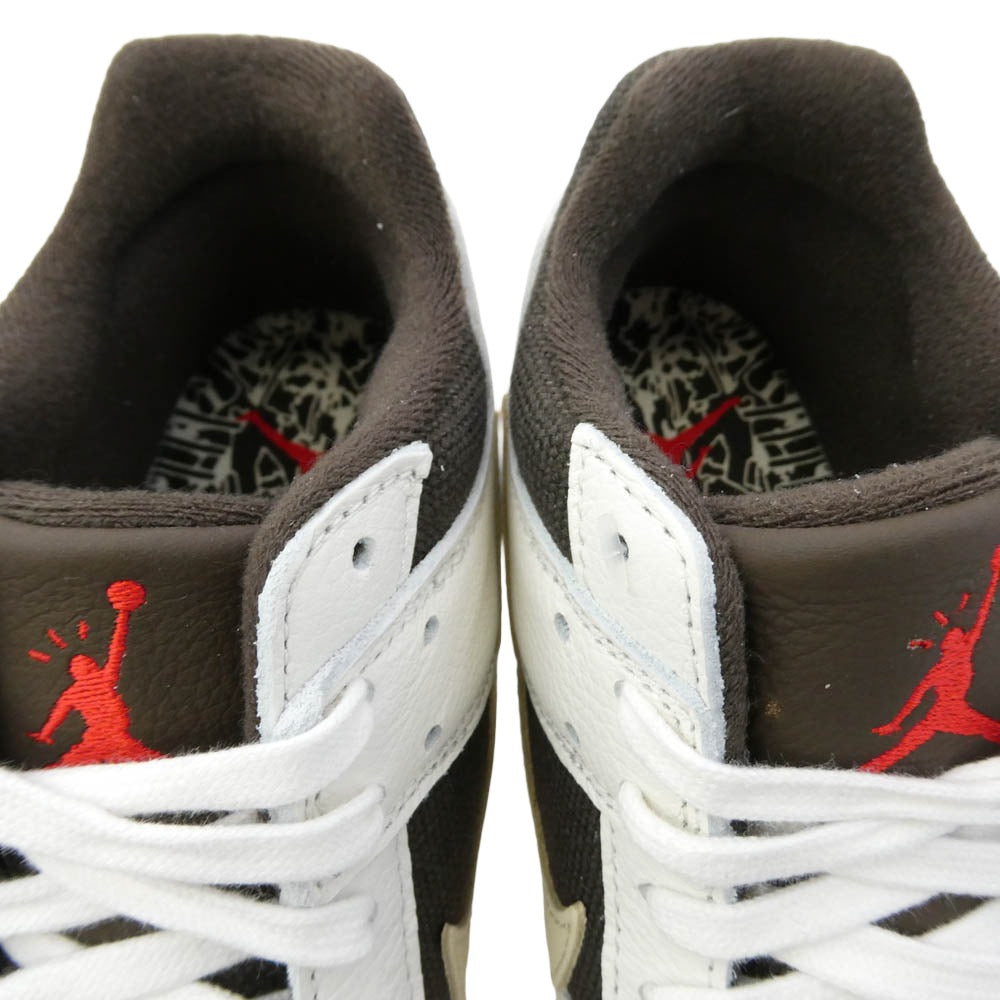 NIKE AIR JORDAN ナイキ ジョーダン FZ8117-100 x Travis Scott トラヴィススコット　【フェイクバスターズ鑑定済】 Jumpman Jack TR Sail and Dark Mocha ジャンプマンジャック TR セイル アンド ダークモカ スニーカー ホワイト系 カーキ系 28cm【極上美品】【中古】