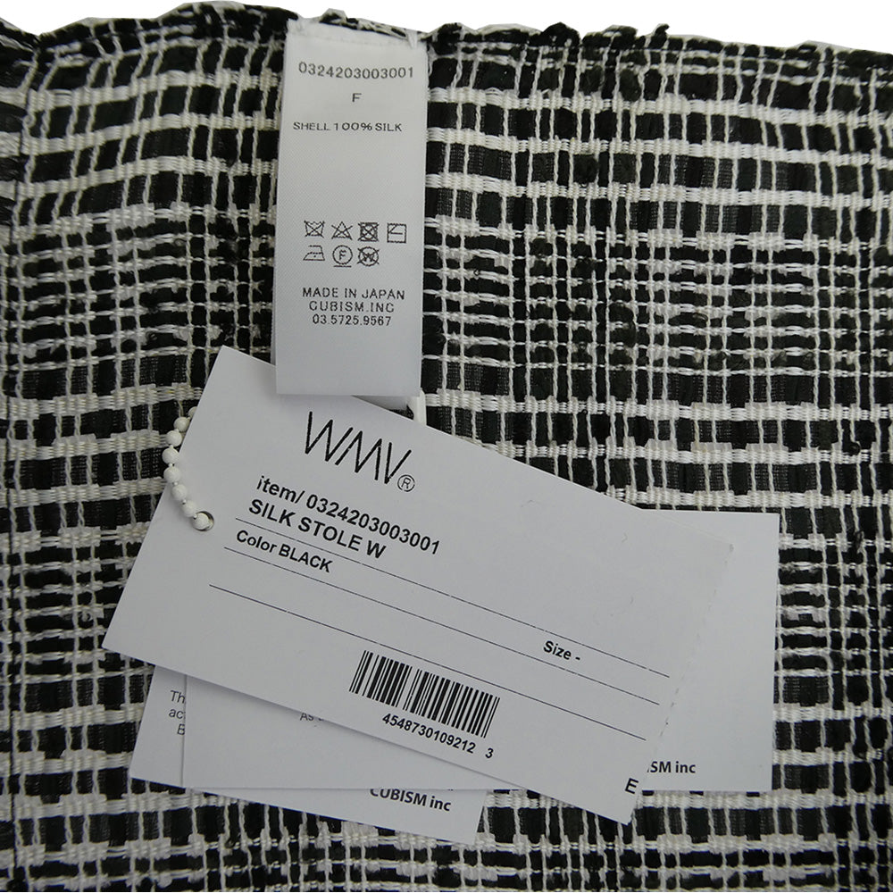 VISVIM ビズビム 24AW 0324203003001 WMV ダブリューエムブイ SILK STOLE W シルク ストール ブラック系 ホワイト系 F【極上美品】【中古】