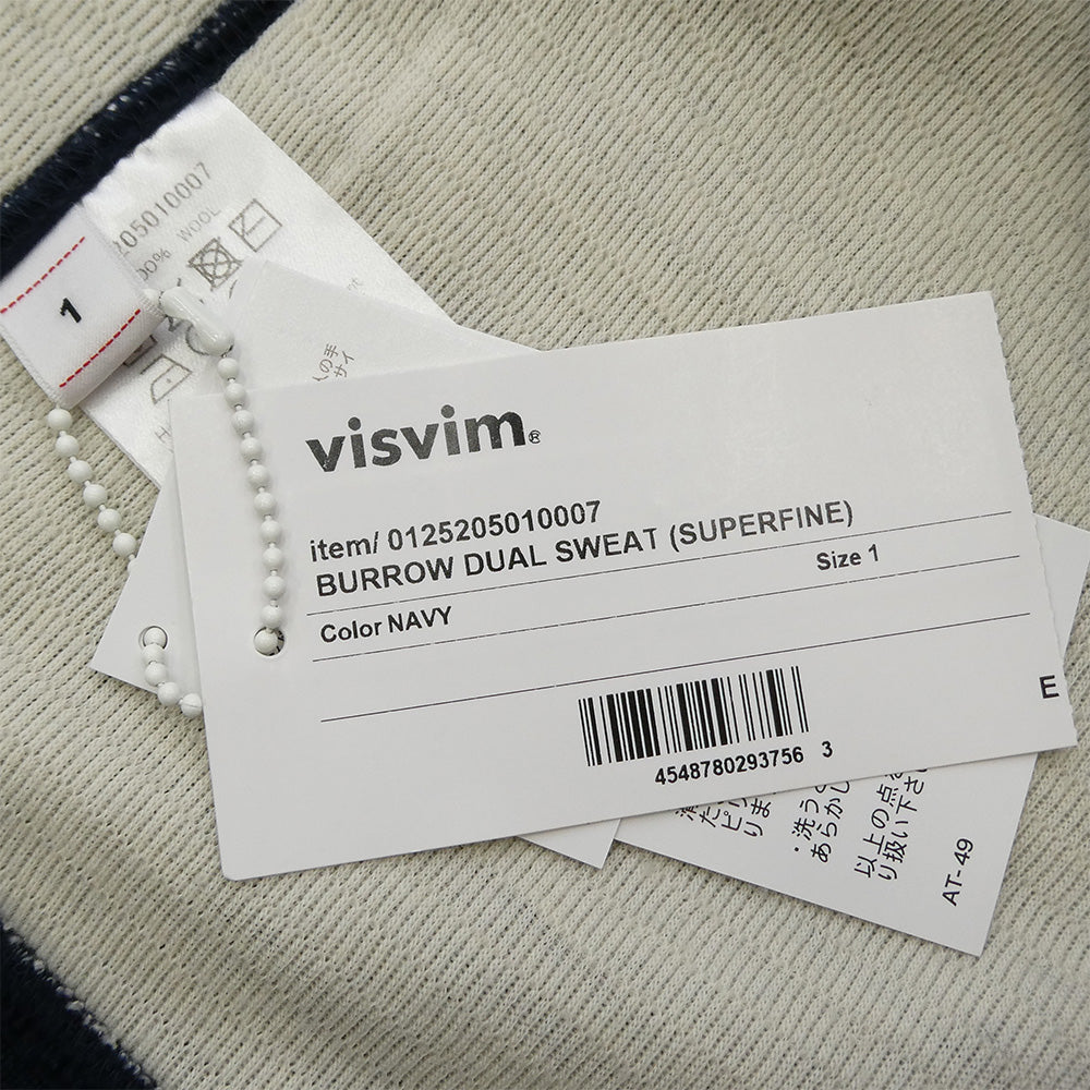 VISVIM ビズビム 25AW 0125205010007 BURROW DUAL SWEAT (SUPERFINE) ウール スウェット ネイビー系 オフホワイト系 1【中古】