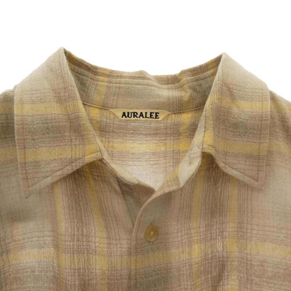 AURALEE オーラリー 24AW A24AS01WN AIRY WOOL CHECK SHIRT ウール チェック レギュラーカラーシャツ シングルカフス マルチカラー系 4【中古】