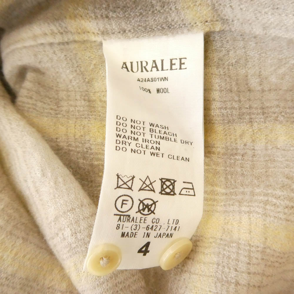 AURALEE オーラリー 24AW A24AS01WN AIRY WOOL CHECK SHIRT ウール チェック レギュラーカラーシャツ シングルカフス マルチカラー系 4【中古】