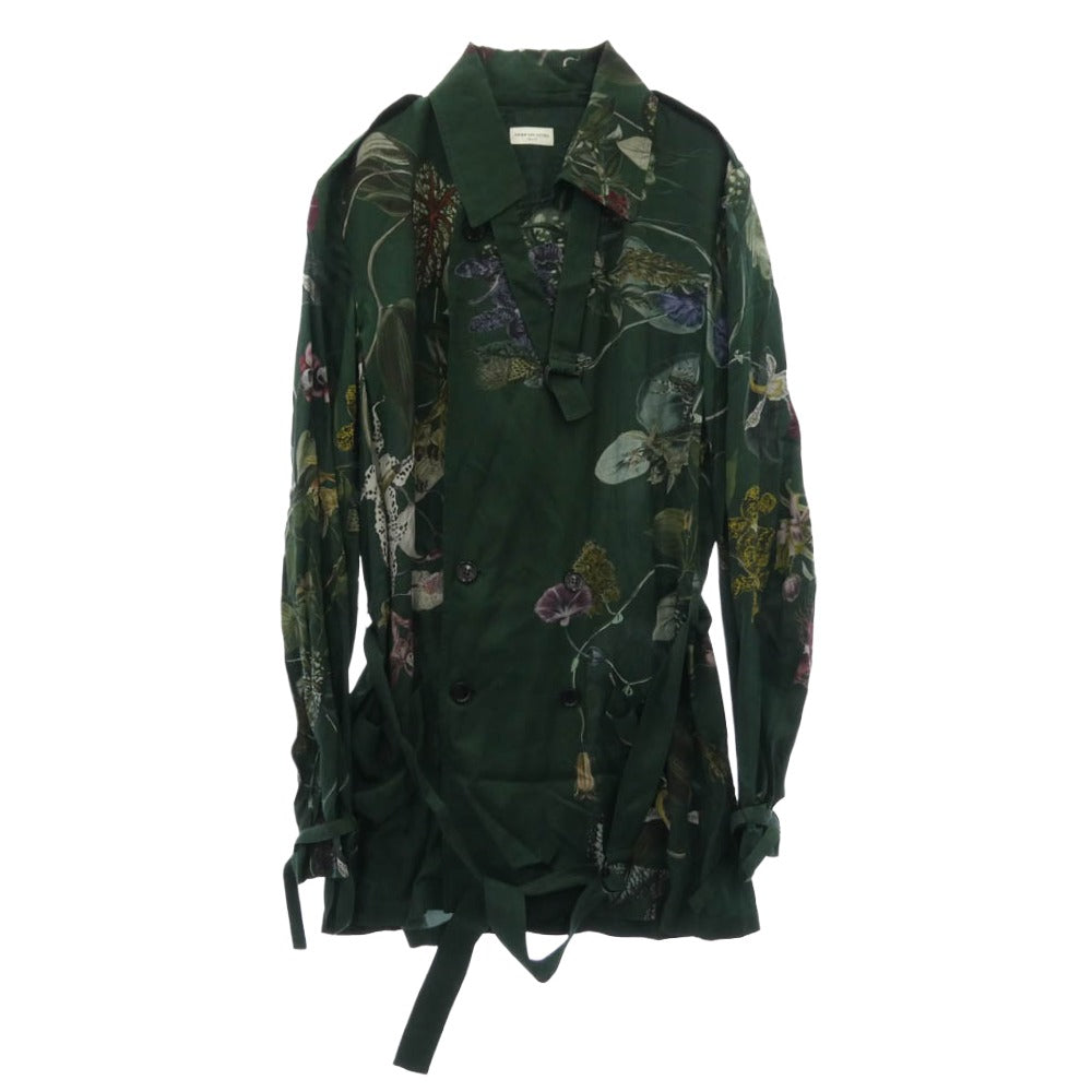 DRIES VAN NOTEN ドリスヴァンノッテン フローラル総柄 ダブルブレスト ベルテッドジャケット グリーン系 46【中古】